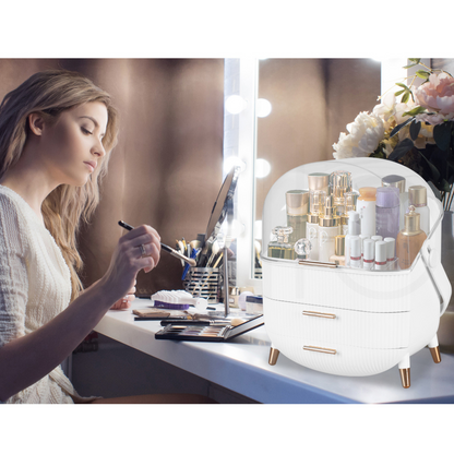 White Portable Jewelry Drawer Holder Makeup Case Organizer Cosmetic Storage