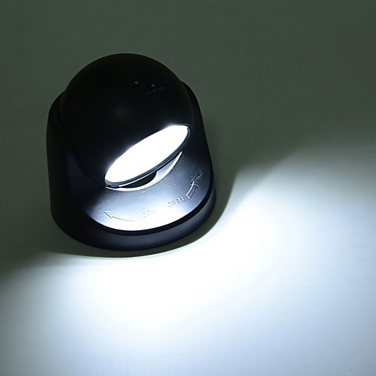 Black Motion Sensor Security LED Light 360° Battery Operated Indoor Outdoor