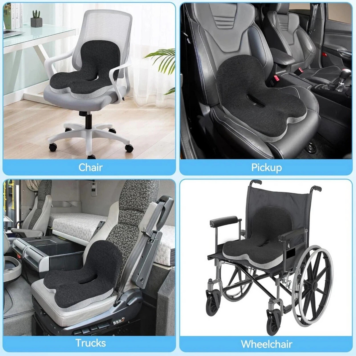 Orthopedic Memory Foam Seat Back Cushion Comfortable Support for Long Sitting