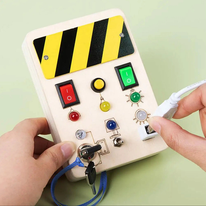Montessori Busy Board 8 LED Light Switch Square Key Sensory Toy