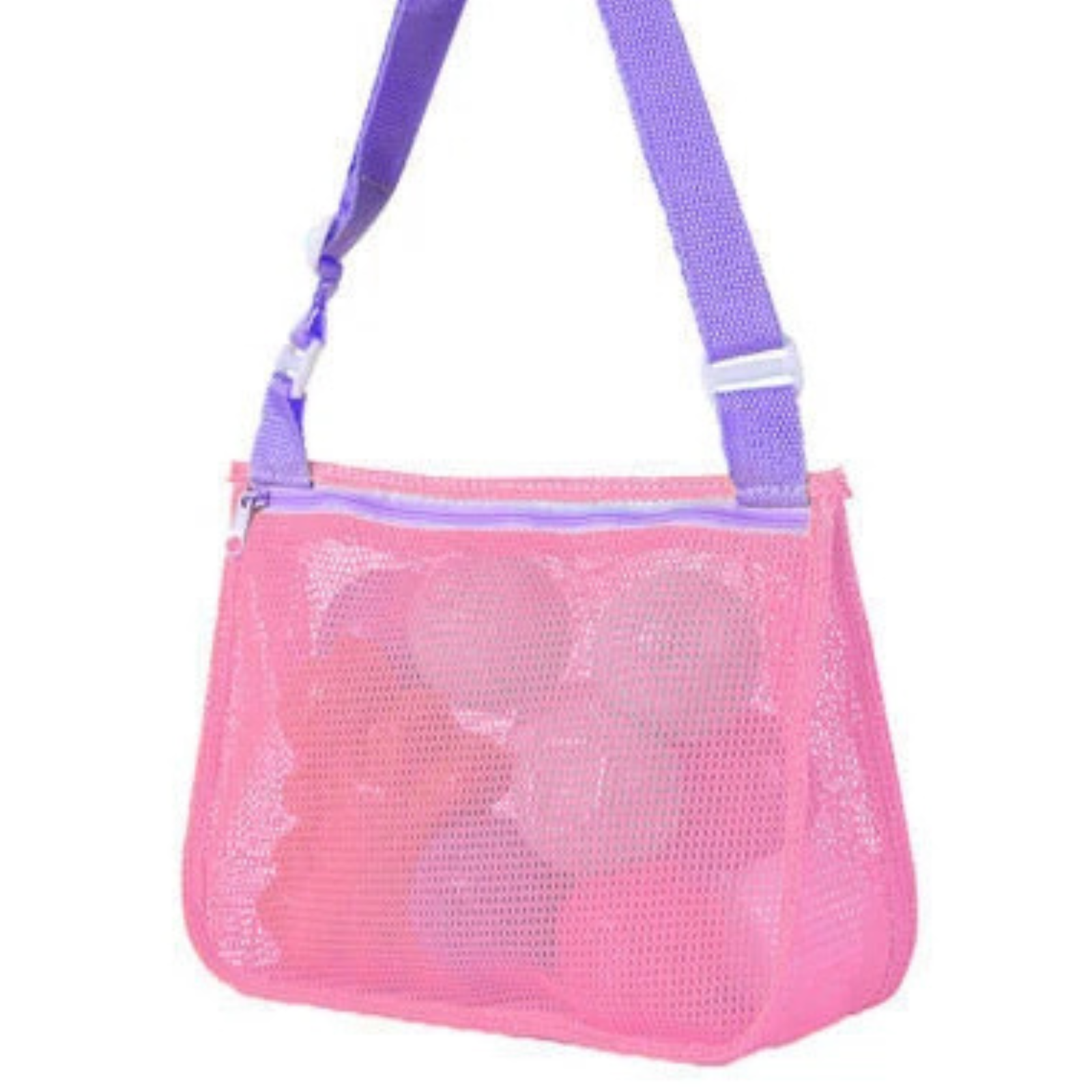 Toy Shell Storage Net Swimming Zipper Pouch Kids Beach Mesh Collect Bag Pink