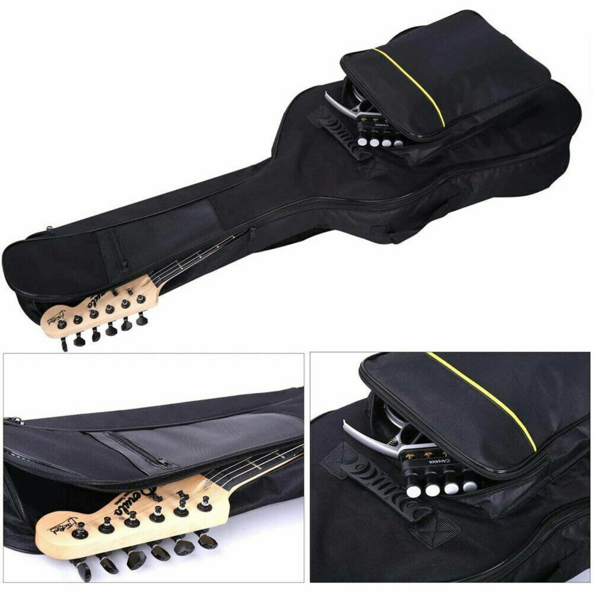 Double Straps Backpack 4" Guitar Bag Padded Gig Bag Soft Black Acoustic Case