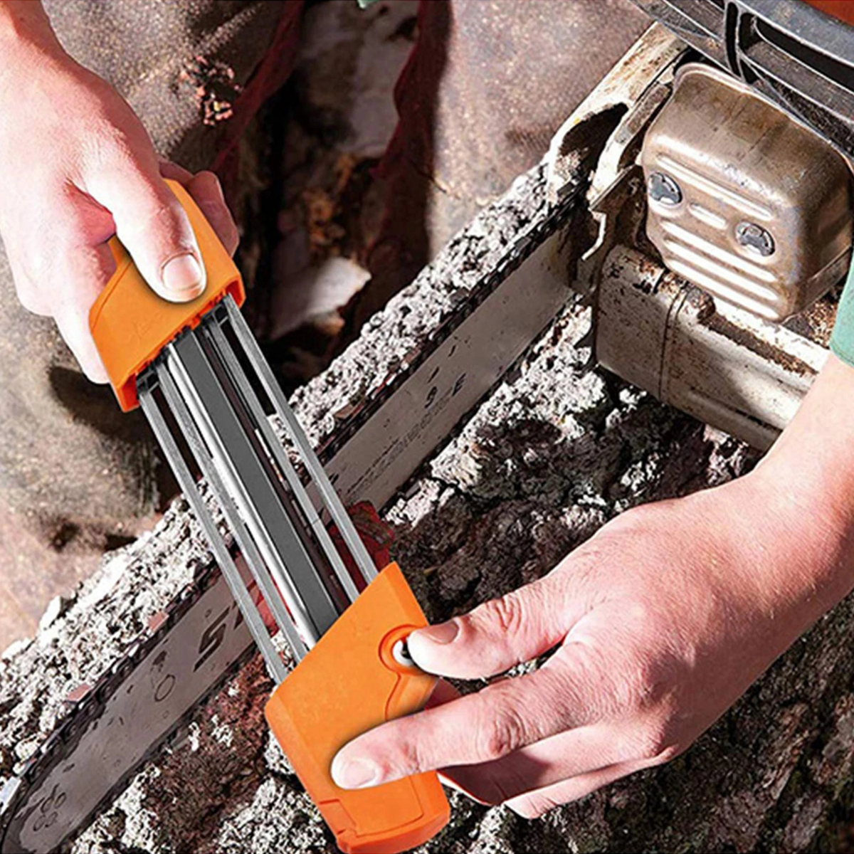 4.0mm Chainsaw File Tool with Handle Metal Sharpener Orange