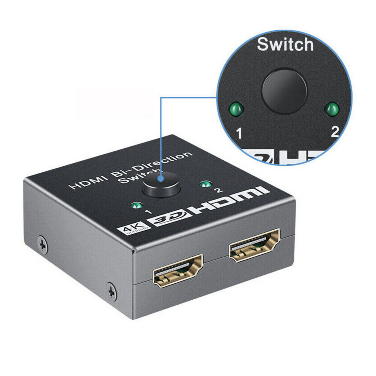 2 In 1 In Out UHD 4K Bi Direction Hub HDMI 2.0 Switcher Splitter Hub HDCP 3D