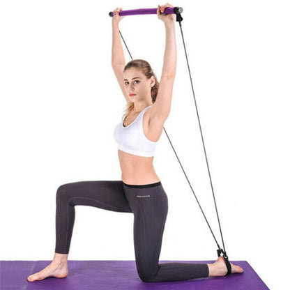 Pilates Stretch Rope Yoga Exercise Bar Portable Exercise Trainer Rope Purple