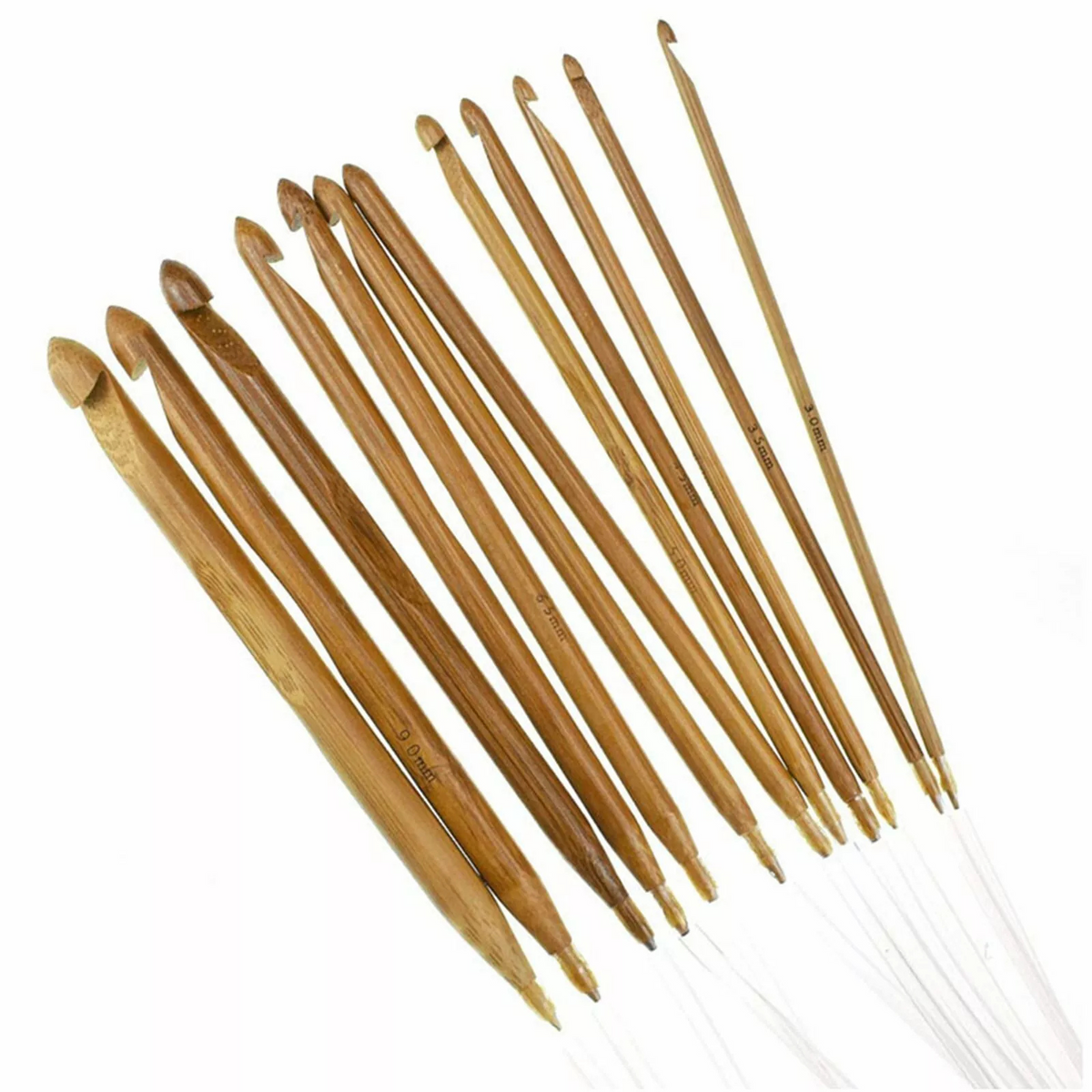 12 sizes 3.0mm to 10.0mm GIFT 12X Tunisian Crochet Hooks Bamboo Set Kit
