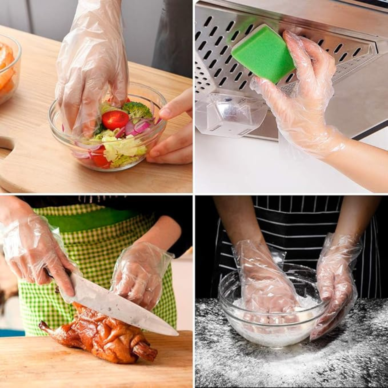 200 pcs Transparent Food Handling Hygienic Catering Disposable Plastic Gloves