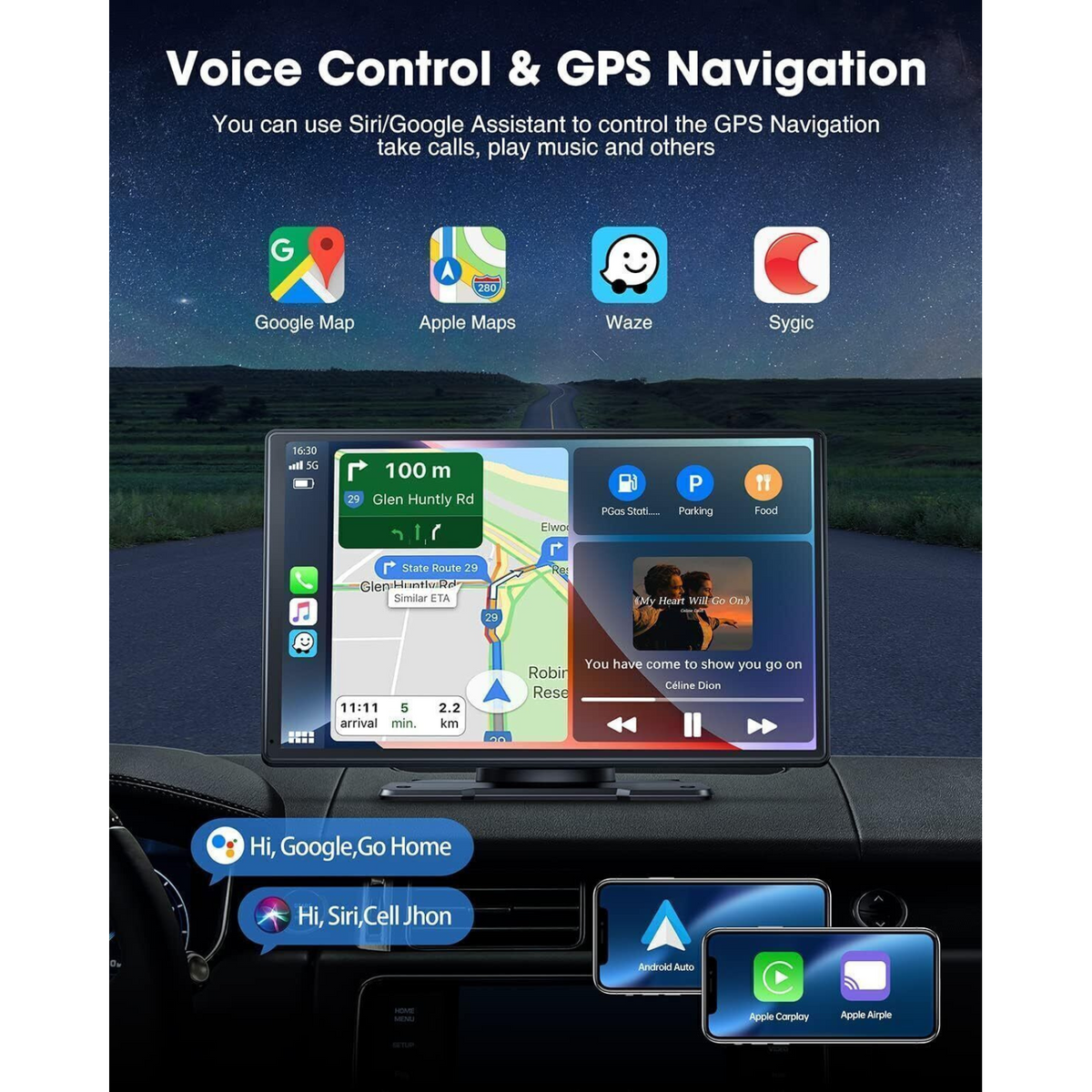 Apple Carplay & Android Auto Head Unit Portable 9 Inch Wireless Car Stereo
