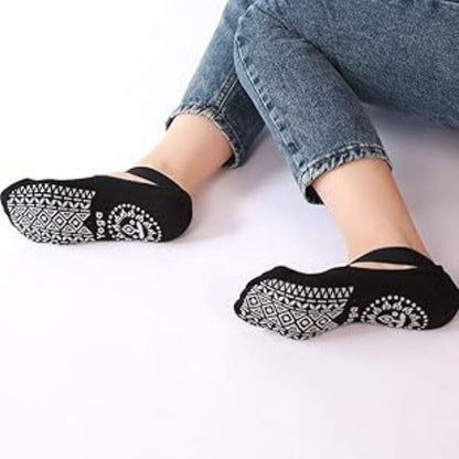 Cotton Yoga Socks Non Slip Grip Exercise Ballet Socks 2 pairs Pilates Massage