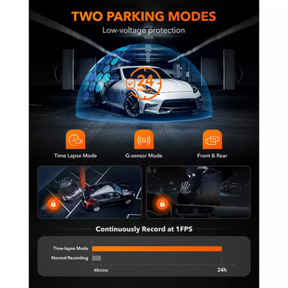 GPS WiFi UHD 2160P/1600P Car Monitor WOLFBOX Dash Cam Front and Rear 4K