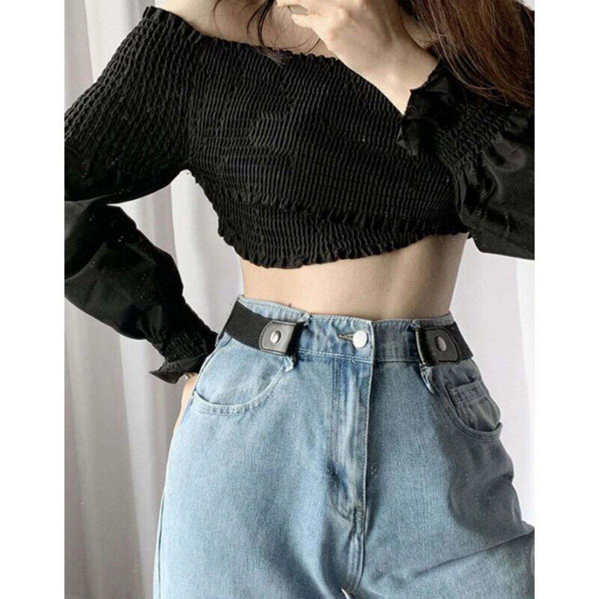 Women's No Bulge Hassle Belt Buckle-free Elastic Invisible Comfortable for Jeans