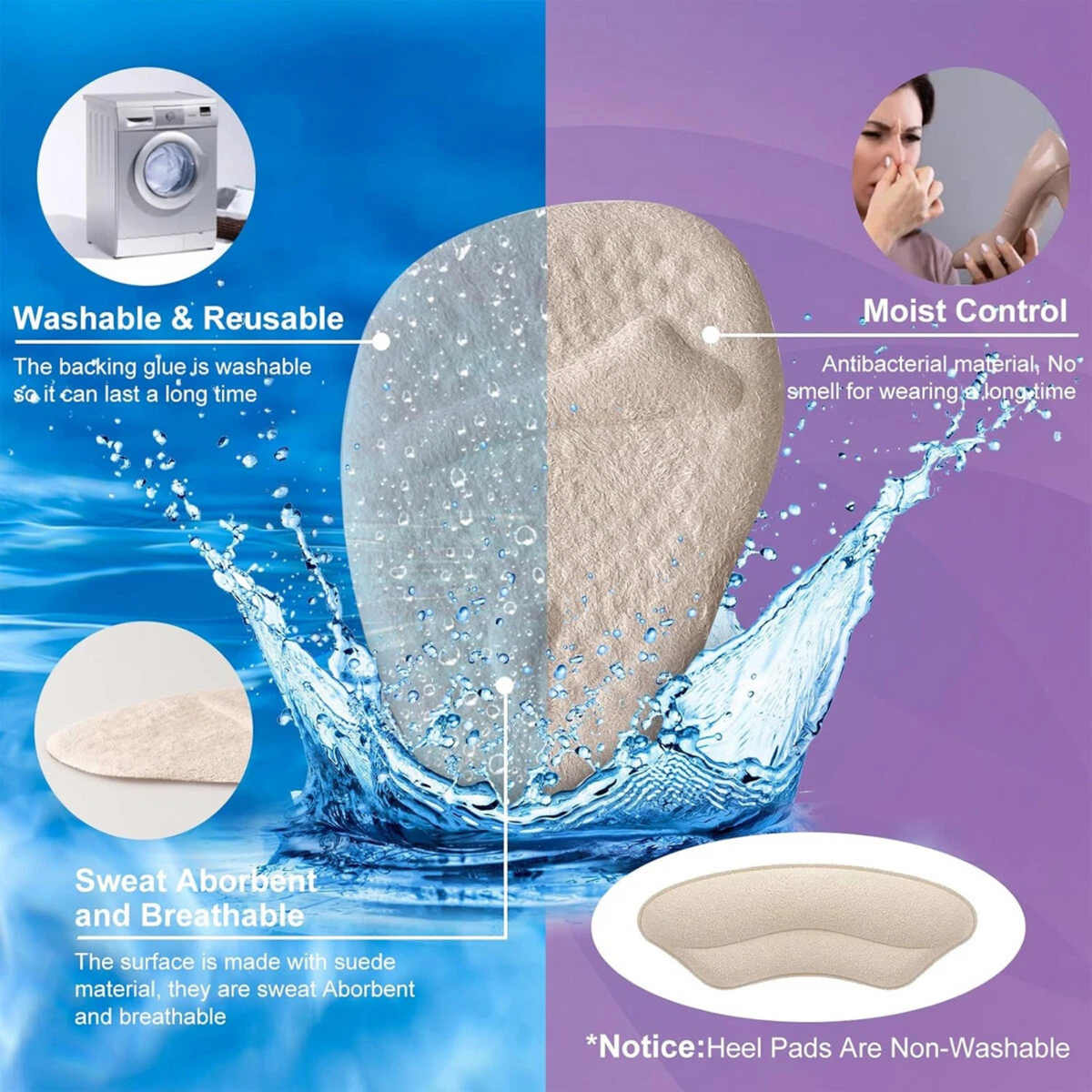 Foot Support Insoles Pads Forefoot Half Size Inserts 8Pairs High Heel Cushion