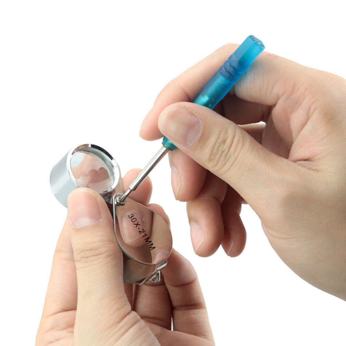 Eye Jewelry Magnifying Glass 30 X 21mm Jewelers Loupe Magnifier Pocket