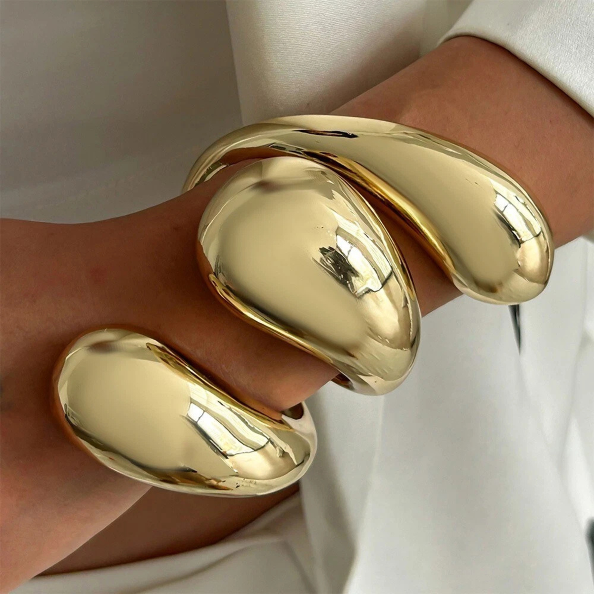 Gold Jewelry for Women Geometric Fashion Wide Metal Cuff Bracelet 01