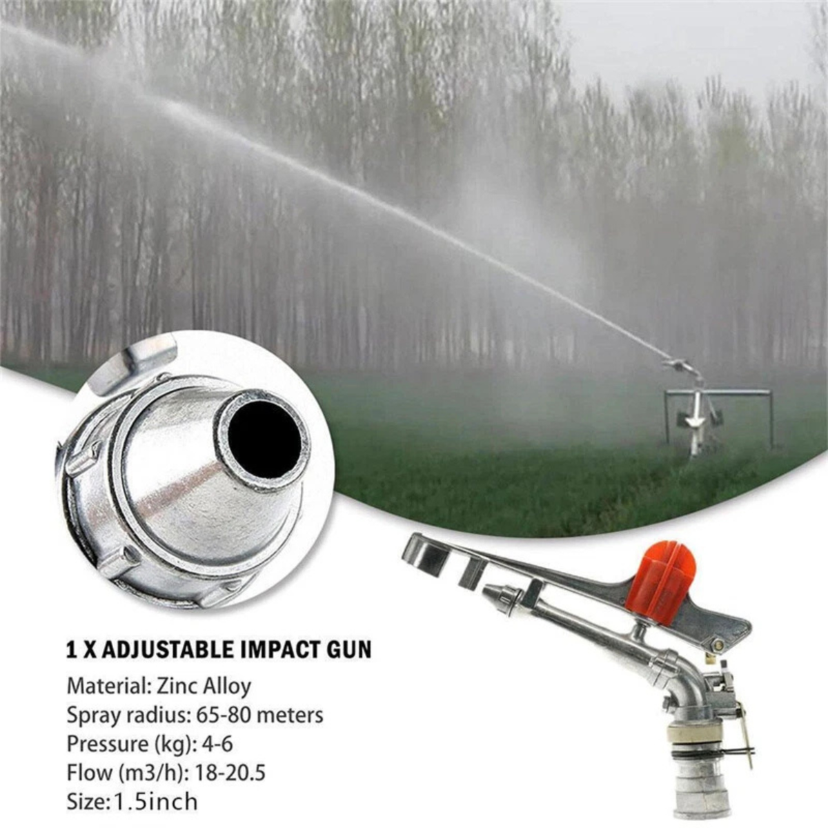 Adjustable 360 Degree Water Sprinkler 1.5 Connection for Irrigation Use
