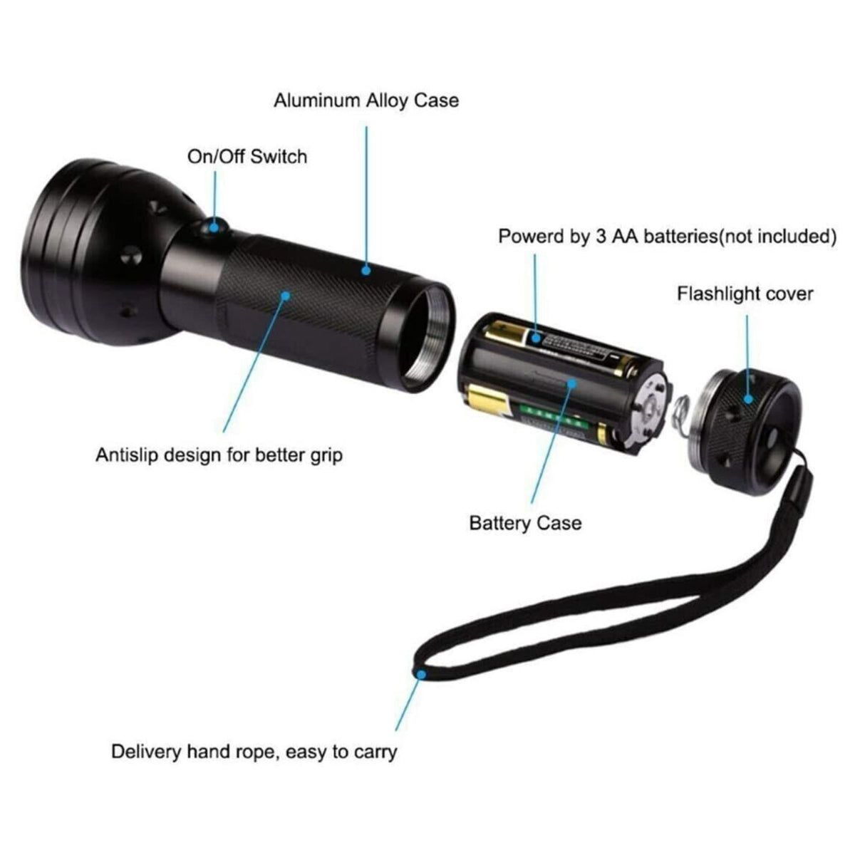 Ultra Violet Flashlight 395 nM 51 LED Light Aluminum UV  Lamp Blacklight Torch