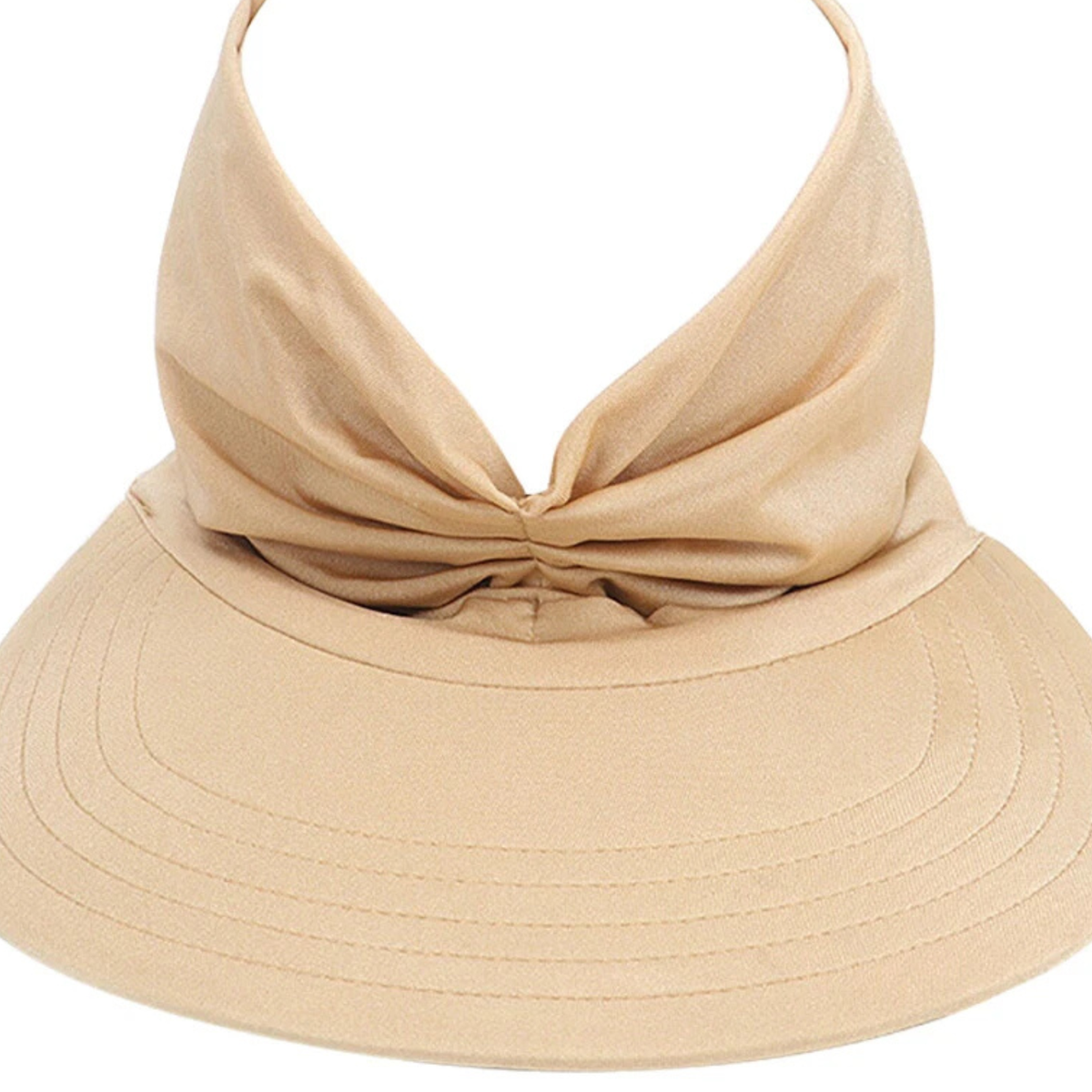Summer Women Sport Pony Tail Visor Hat Swimming Cap Wide Brim Sun Shade Camel
