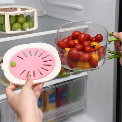 Pink Vegetable Washing Basin 2-in-1 Draining Preservation Kitchen Bowl