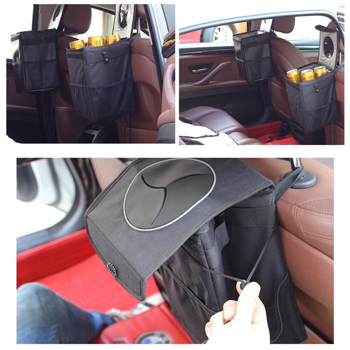 Waterproof Car Trash Can with Lid Bin Waste Basket Durable for Vehicle Use
