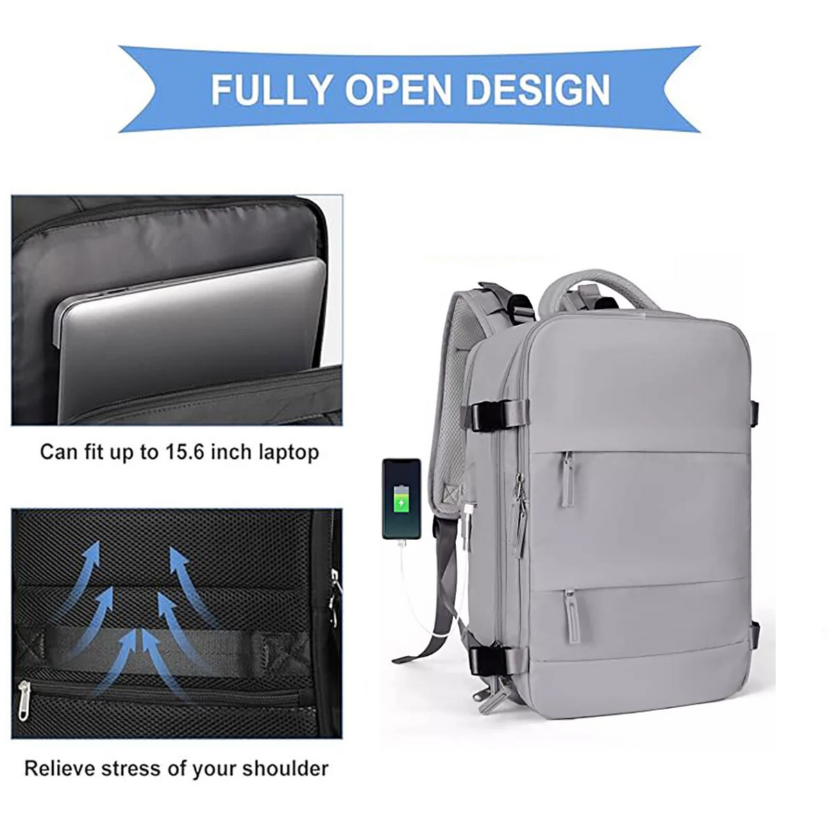 Waterproof Travel Backpack Outdoor Hiking Camping Bag Pack Grey