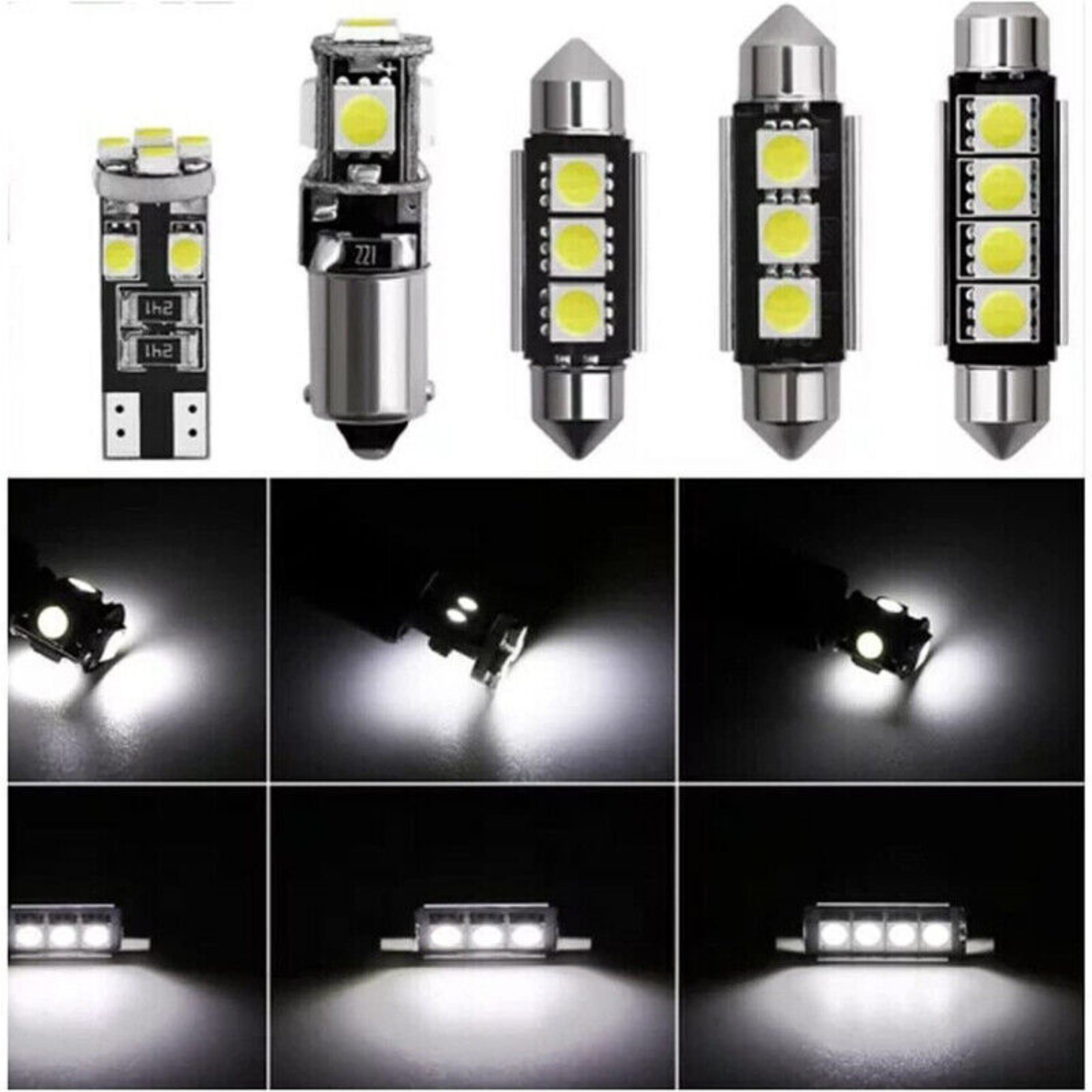 23x Interior White Light Bulb 5050 5smd Auto Dome Car 12v Led Festoon Globe DF