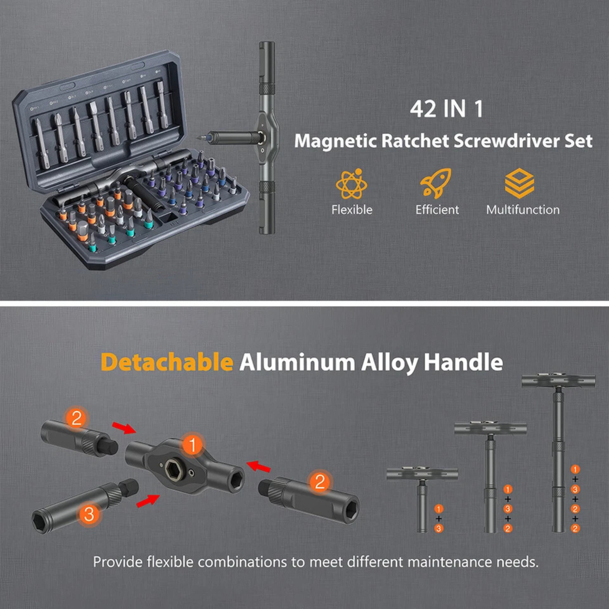 Magnetic Screwdriver Ratchet Set 42 in 1 DIY Repair Toolkit with Accessories