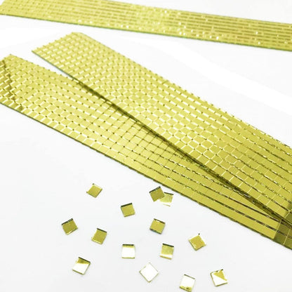 Self-Adhesive Square Mirror Wall Sticker Decors Home Mini Mosaic Glass Gold