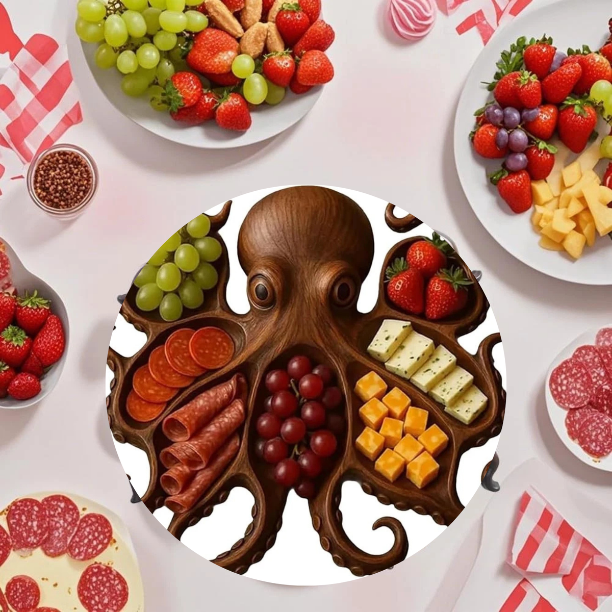Unique Ocean Octopus Charcuterie Board Themed Cheese Snack Serving Platter