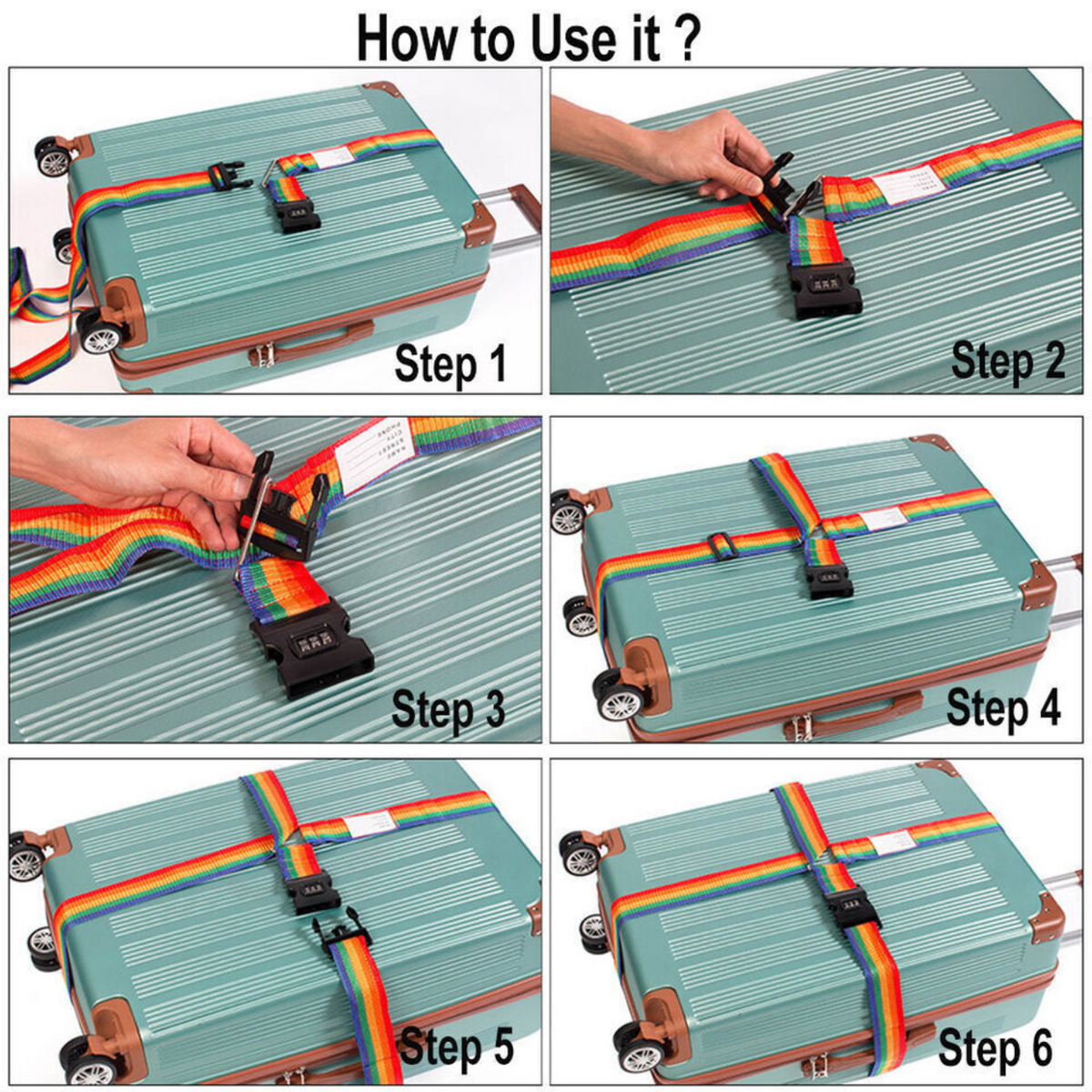 Belt Lock Safe Nylon Luggage Strap Code Password Travel Suitcase Rainbow