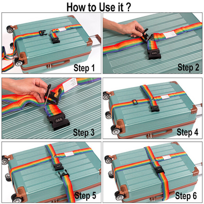 Belt Lock Safe Nylon Luggage Strap Code Password Travel Suitcase Rainbow