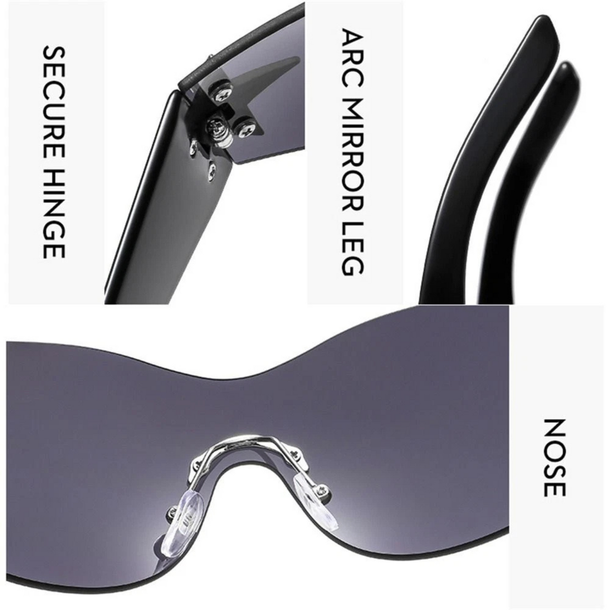 Rimless Punk Wrap Sports Sunglasses C1 Around Lightweight Comfortable