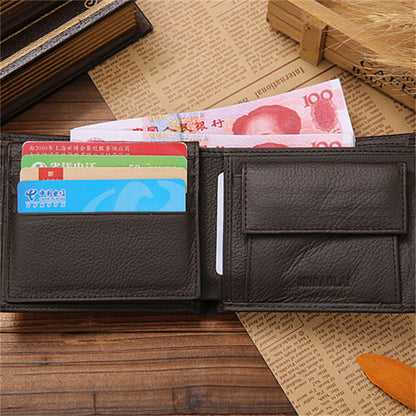 Coin Purse Wallet Genuine Mens Leather Wallet Multiple Card Slots Cowhide Coffee