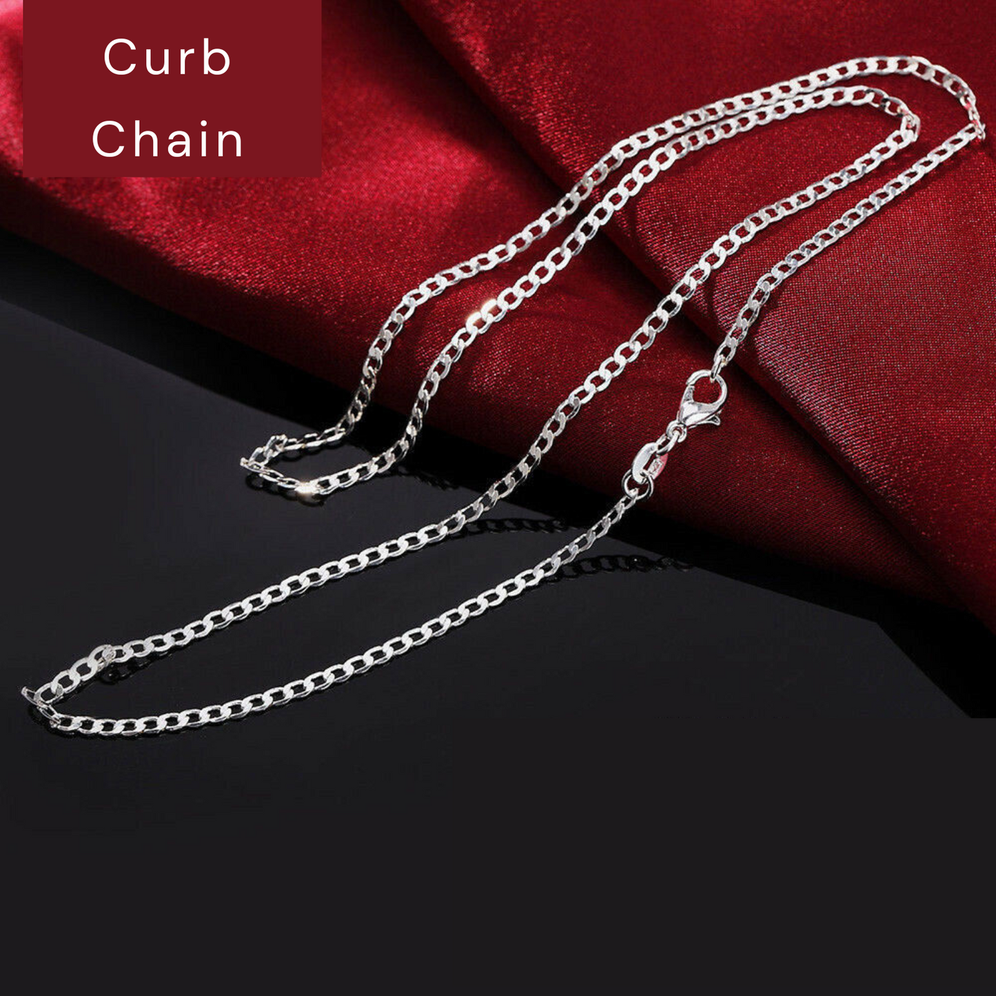 2MM Curb Chain Necklace For Pendants 925 Sterling Silver