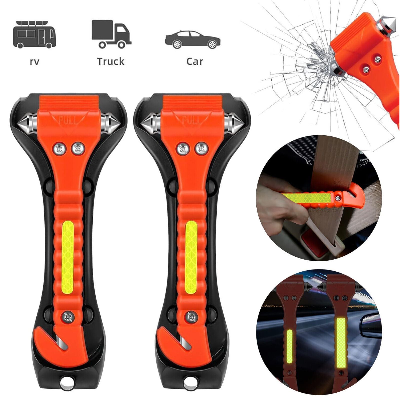 Window Glass Breaker 2X Car Emergency Safety Tool Seat Belt Escape Hammer