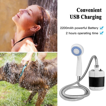 Portable Camping Shower USB Rechargeable Mobile Outdoor Water Pump System