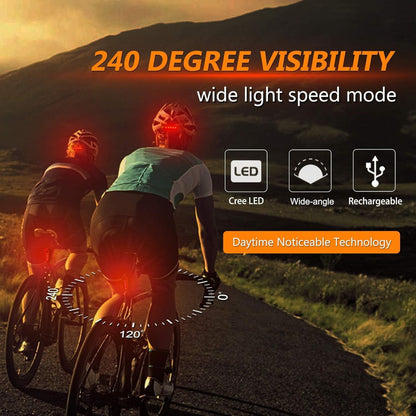 2pcs USB Rechargeable Bicycle LED Tail Light 7modes Cycling Front Rear Lamp