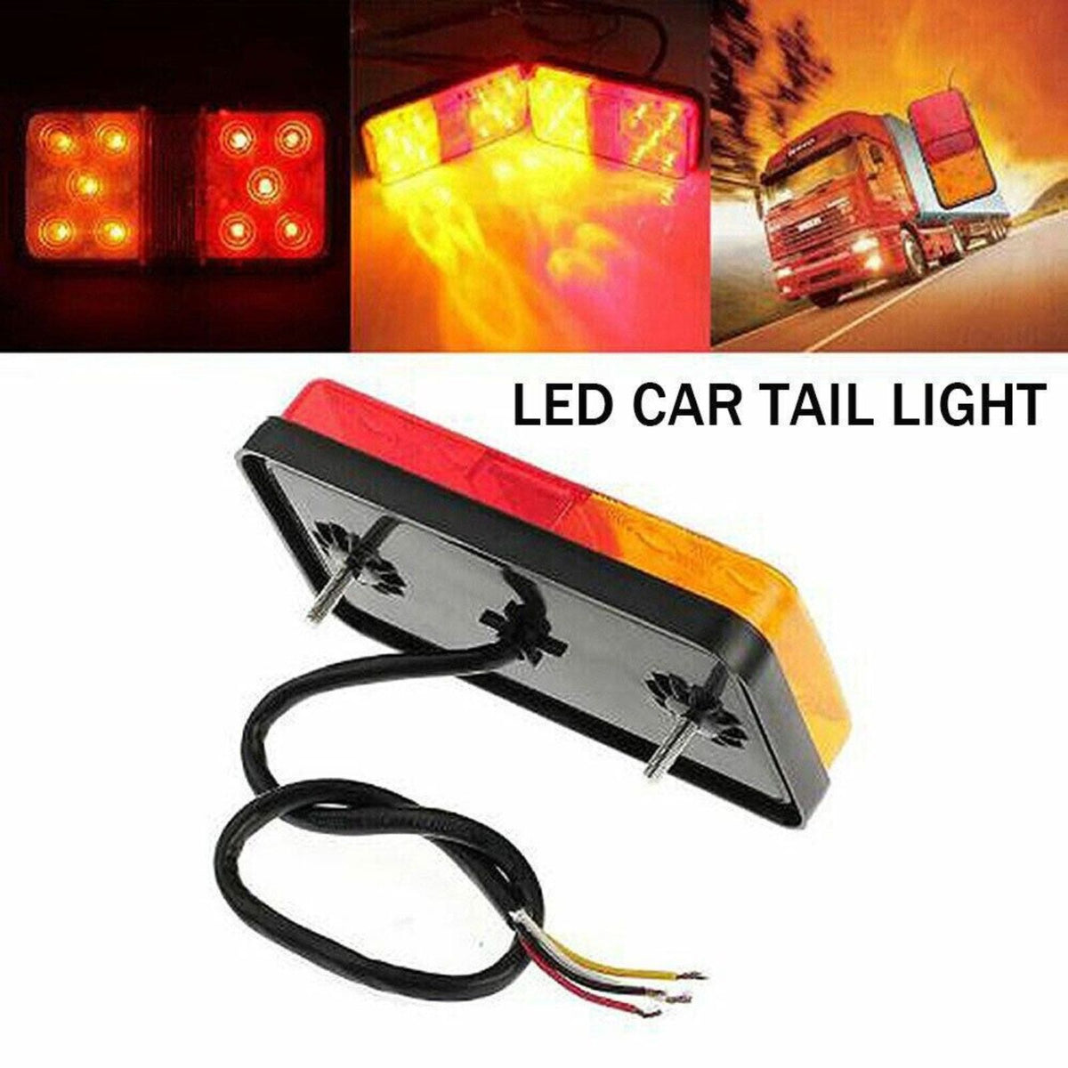 2pcs Tail Lights Kit 10 LED Submersible Trailer Tail Stop Lights Truck Boat Lamp