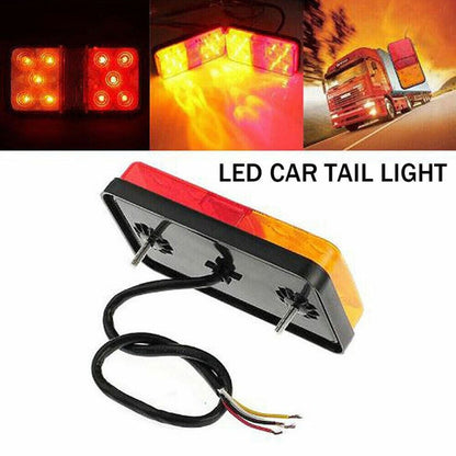 2pcs Tail Lights Kit 10 LED Submersible Trailer Tail Stop Lights Truck Boat Lamp