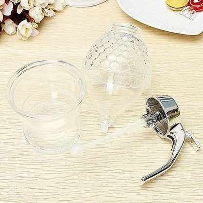 Bee Hive Dispenser Jar Stand Pot for Easy Syrup Honey Pouring with Use