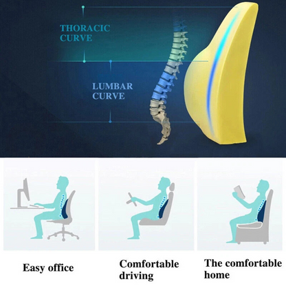 Memory Foam Lumbar Back Support Cushion Black Ergonomic Comfort for Office