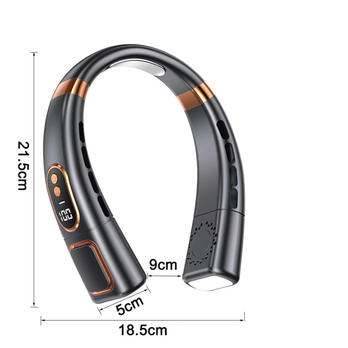 Portable 8000mAh Personal Neck Fan Black Cooler Rechargeable in USB