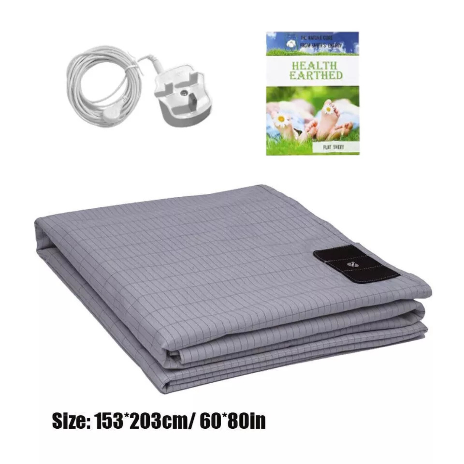 153CM x 203CM  Grounding Sheet Mat Flat Bed Earthing Sheet AU Plug Grey