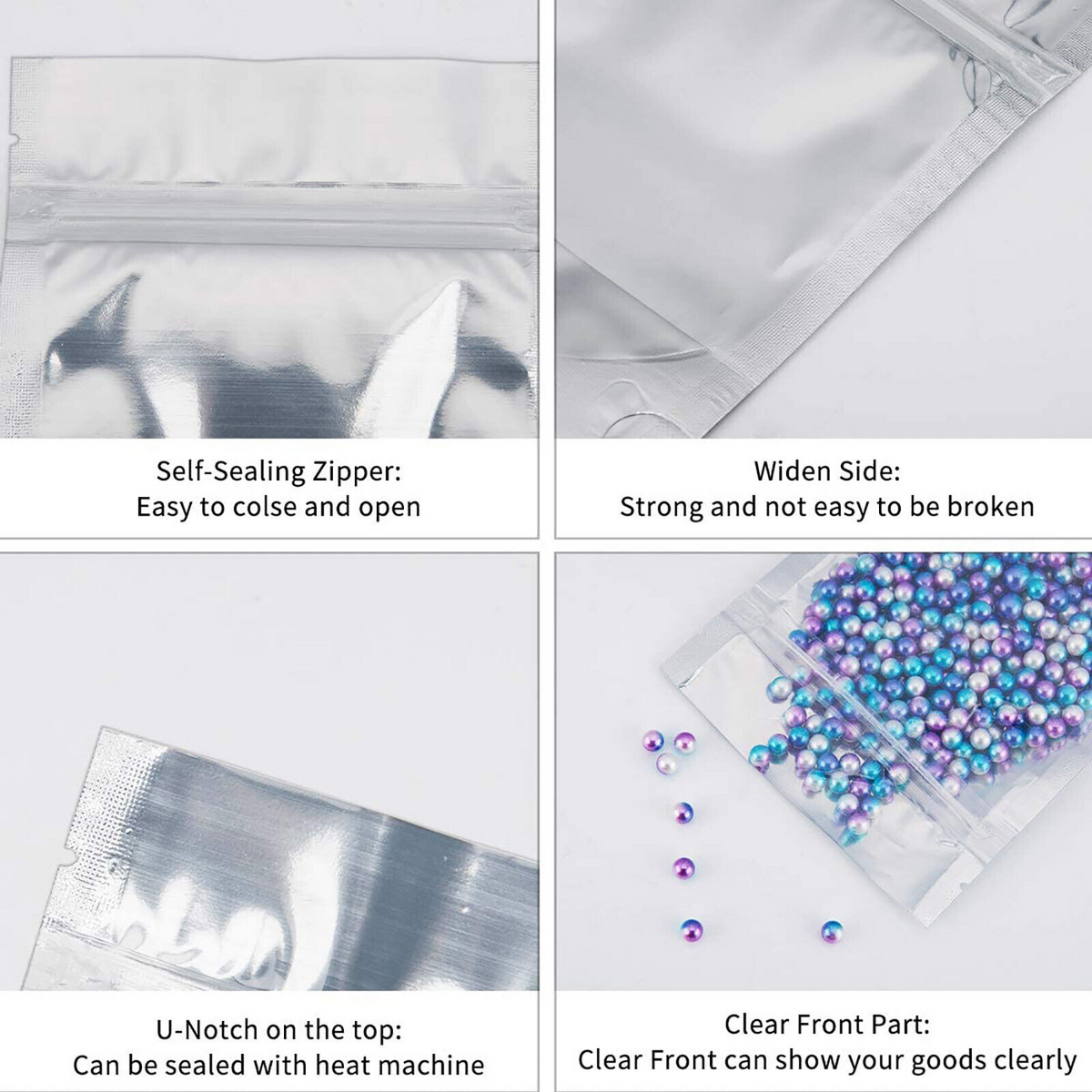 10x15cm Food Packaging Zip Seal Bags Aluminum Foil Mylar Stand Up Pouches Bags