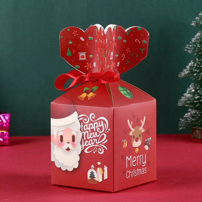 10x Christmas Gift Box Wrapping Bag Candy Boxes Party Favour Present Red