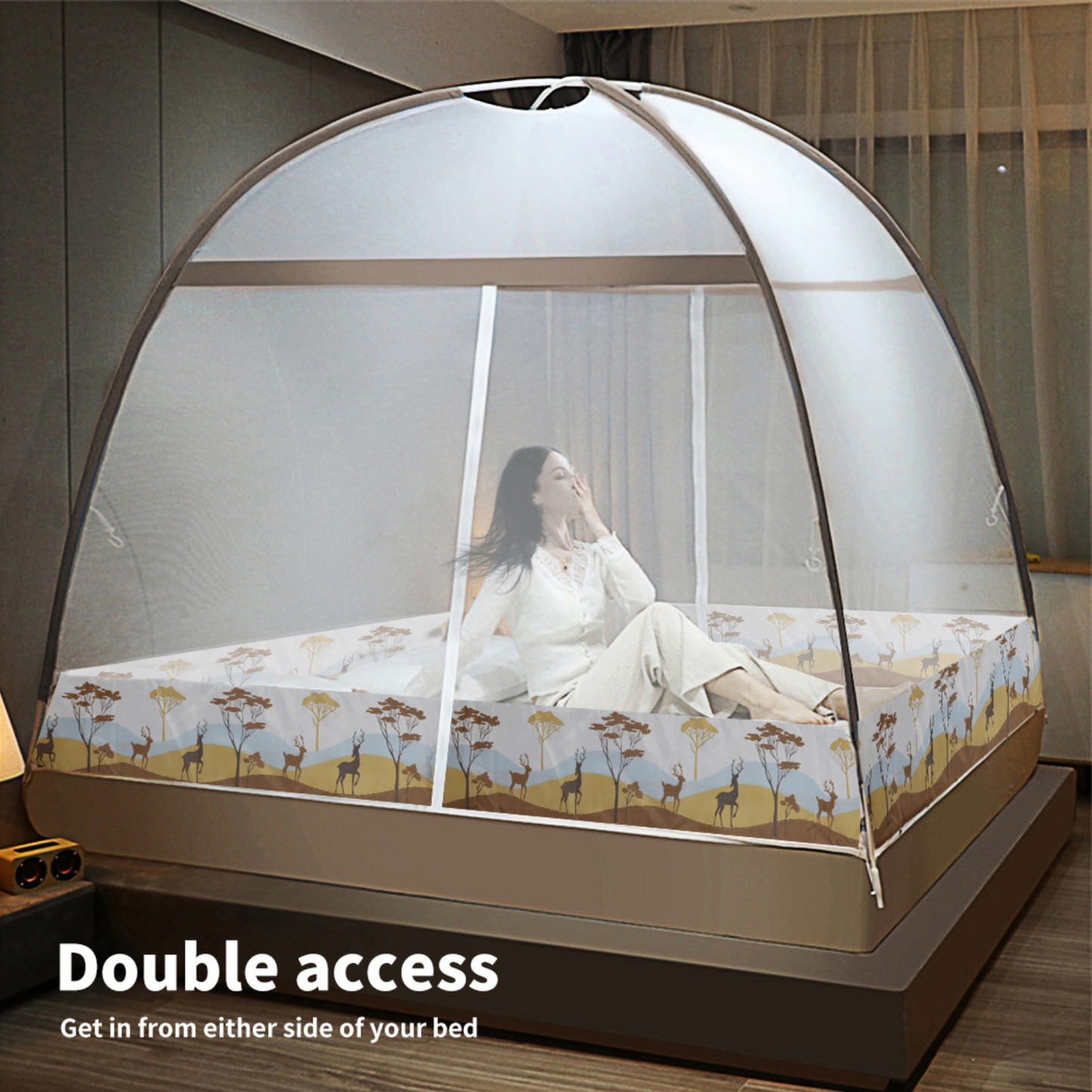King Brown Insect Camping Protect Foldable Canopy Dome Mosquito Bed Nets