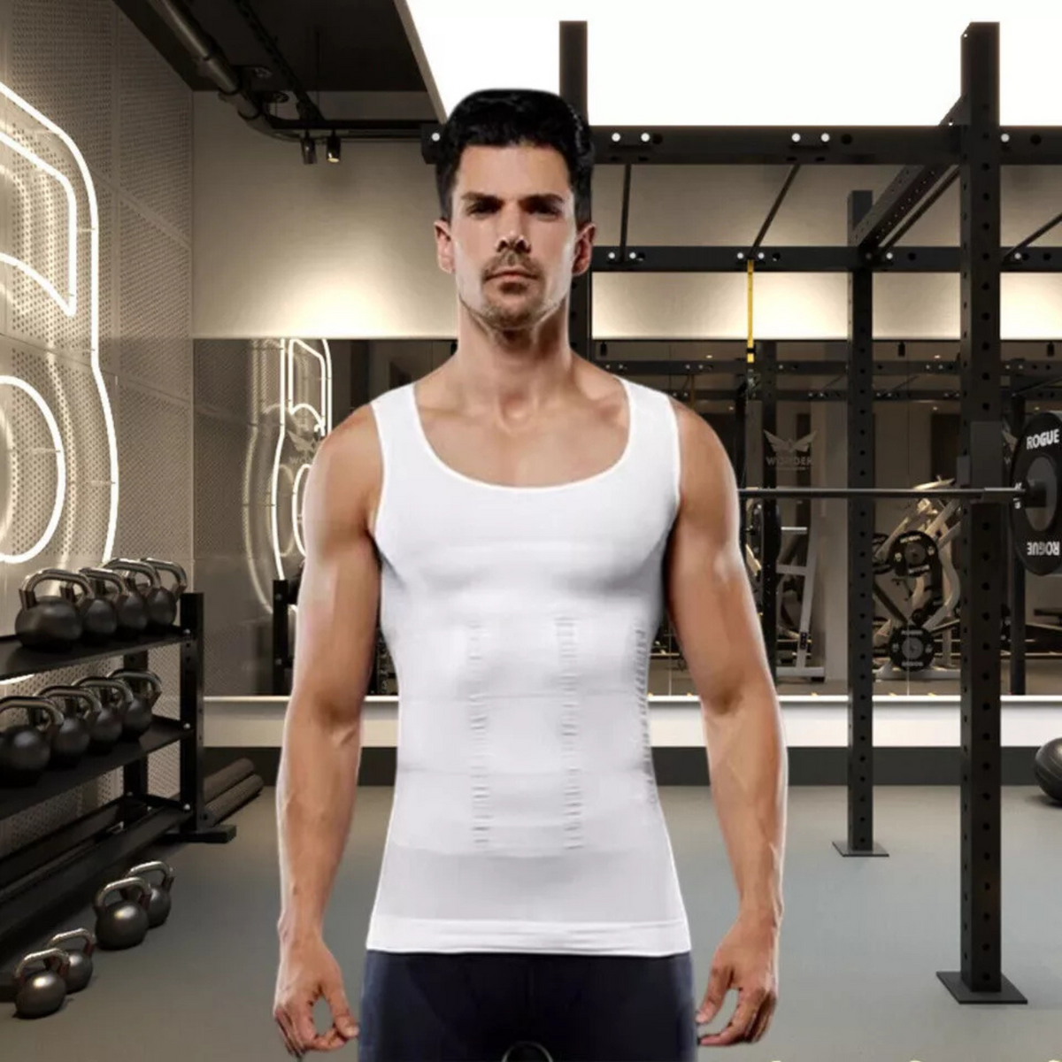Vest Body Shaper Underwear Mens Slimming White Medium