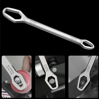 Double Head Ratchet Spanner 8-22mm Universal Torx Repair Tool Wrench Silver