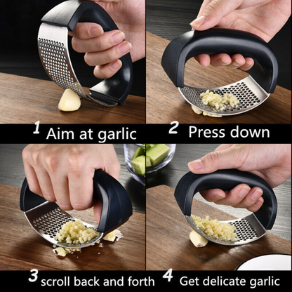 Garlic Press Crusher Rocker Stainless Steel Rocking Mincer Squeezer Kitchen Tool