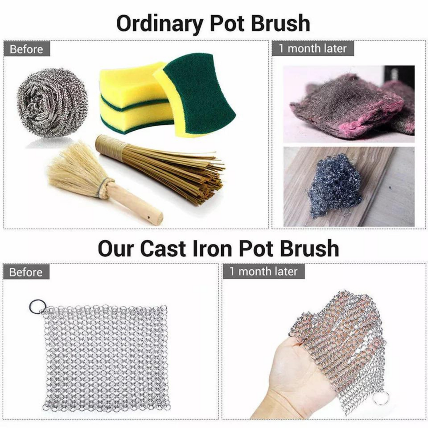 Home Kitchen Cookware Chain mail Scrubber Cast Iron Cleaner Stainless Steel