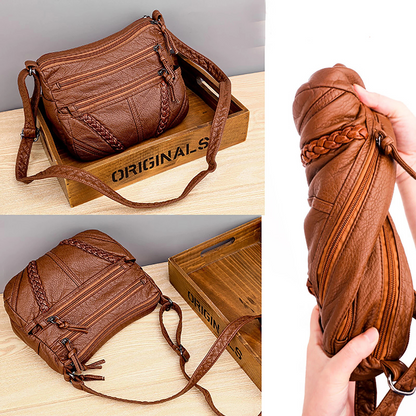 Ladies Brown Cross Body Messenger Shoulder Handbag Travel Casual